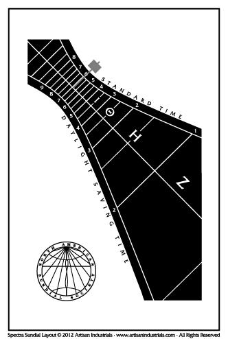 Spectra sundial layout for Burlington, Vermont USA