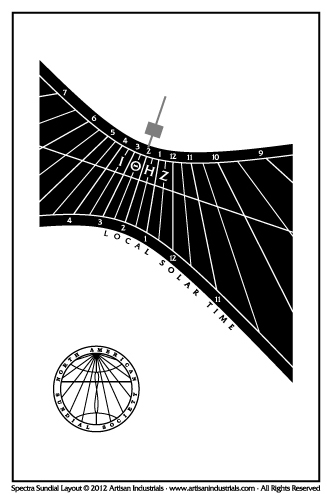 Spectra sundial layout for Cambridge, Cambridgeshire, England (UK)