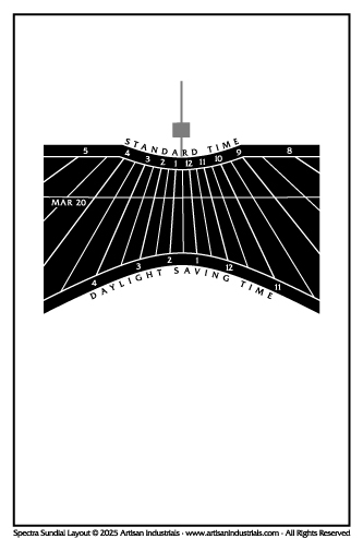 Spectra sundial layout for Edmonton, Alberta, Canada