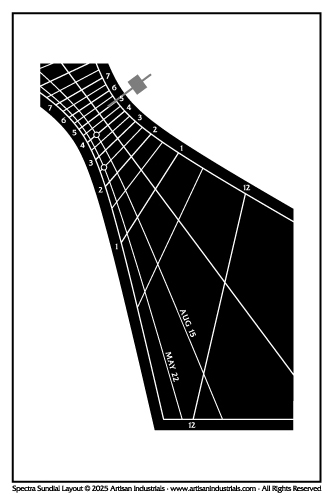 Spectra sundial layout for Funabashi, Chiba, Japan