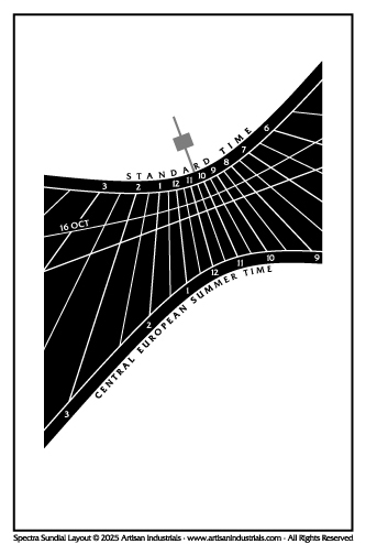 Spectra sundial layout for Mamer, Luxembourg
