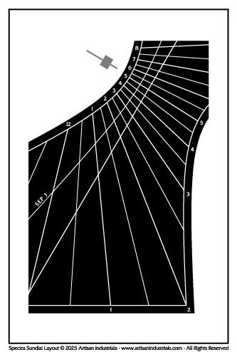 Spectra sundial layout for Mount Isa, Queensland, Australia