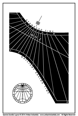 Spectra sundial layout for Potomac, Maryland USA